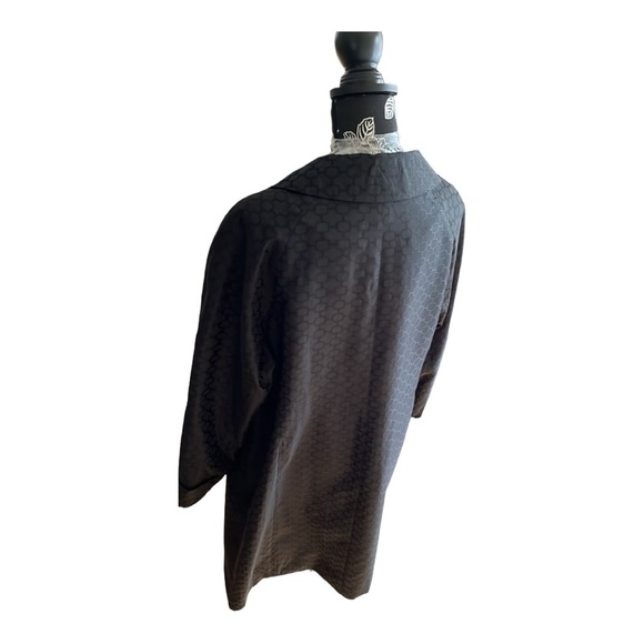 1 MADISON black on black print 3/4 trench rain coat needs buttons replac… - Picture 2 of 7